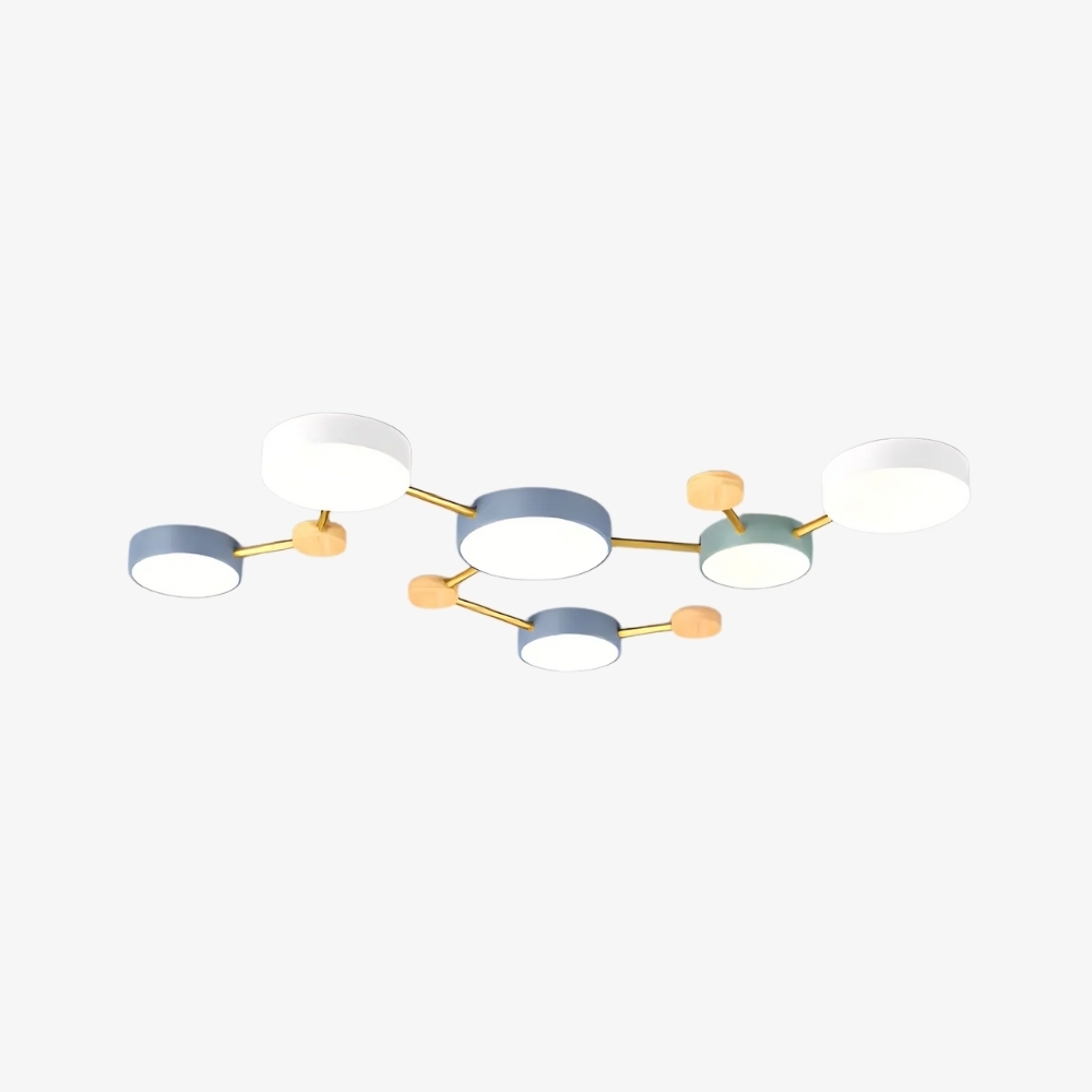 Contemporary LED Ceiling Lamp - Nordic Circle with Wood Branches for Bedroom S382