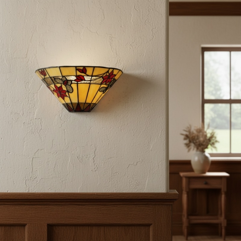 TF Butterfly Wall Sconce - Stained Glass Butterfly Design Wall Light for Bedroom and Living Room T954