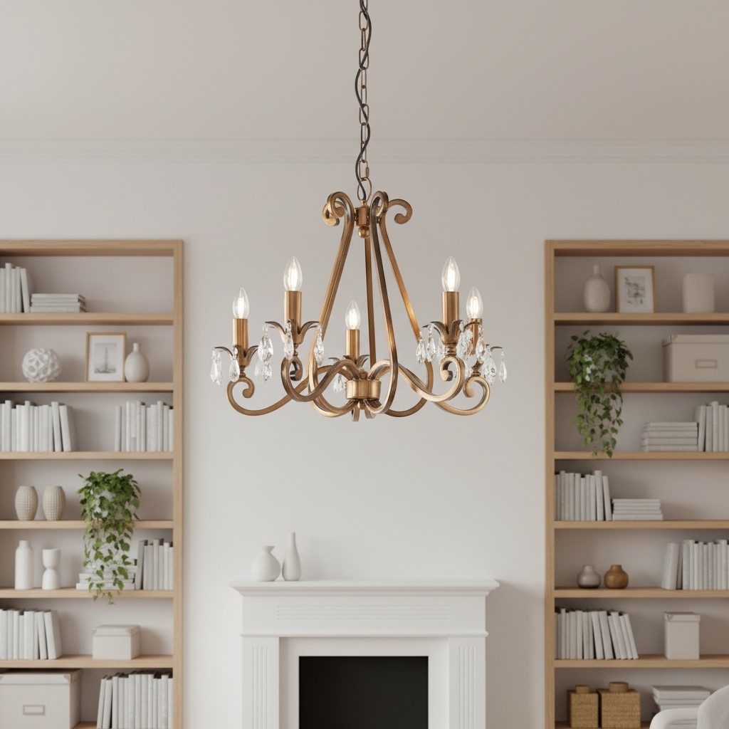 Talonis Crystal Chandelier - Traditional Candle-Style Brass and Nickel for Living Room and Dining Room T962