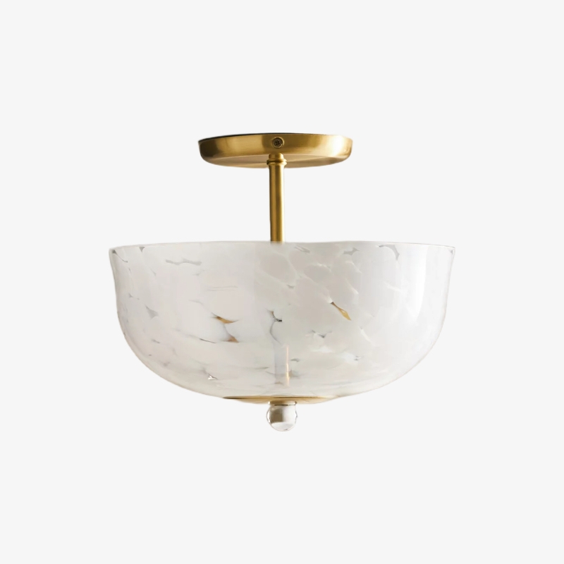 Clea Rounded Glass Flush Mount - Dotted Shade for Bedroom and Hallway Lighting T711