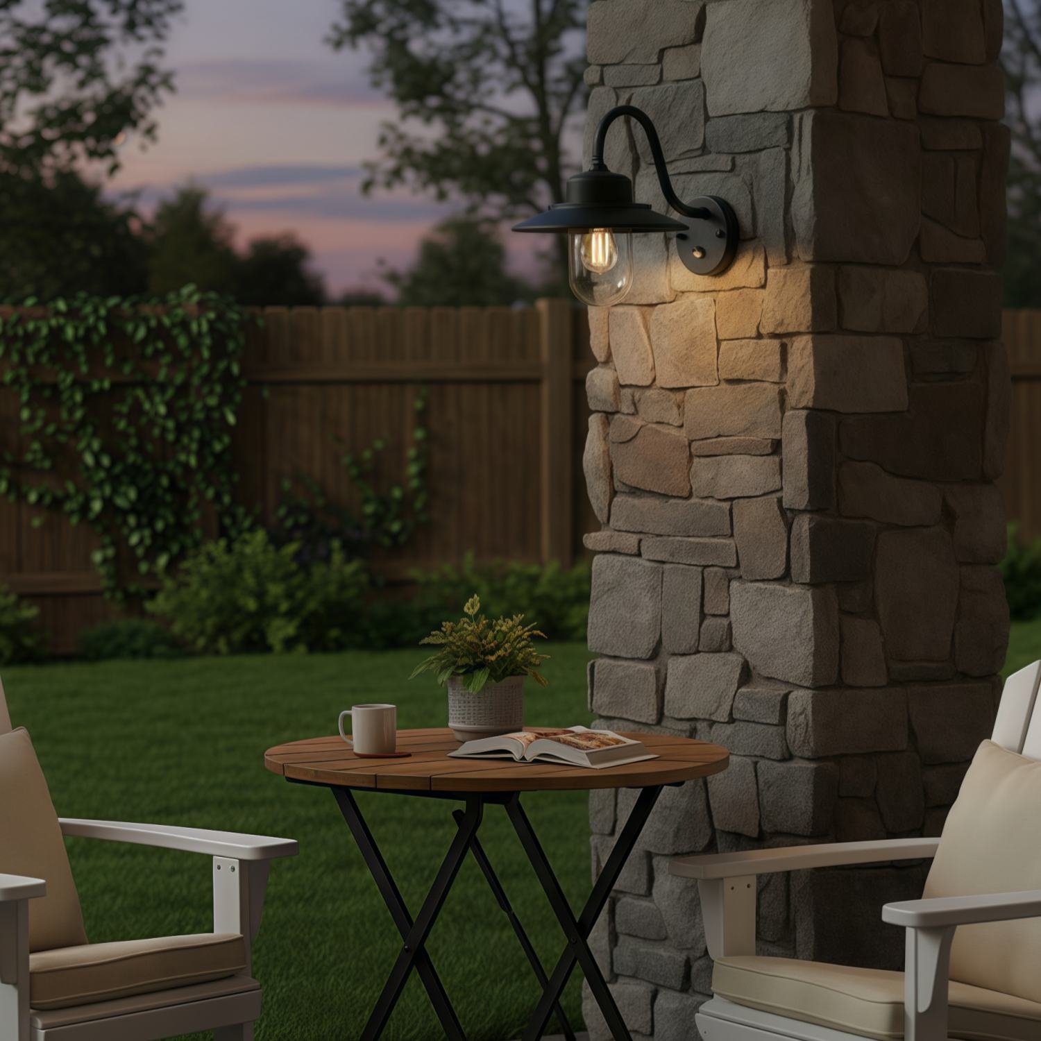 Trevanta Arched Arm Design Wall Light - Black Painted Sensor Lantern Style for Small Spaces T900