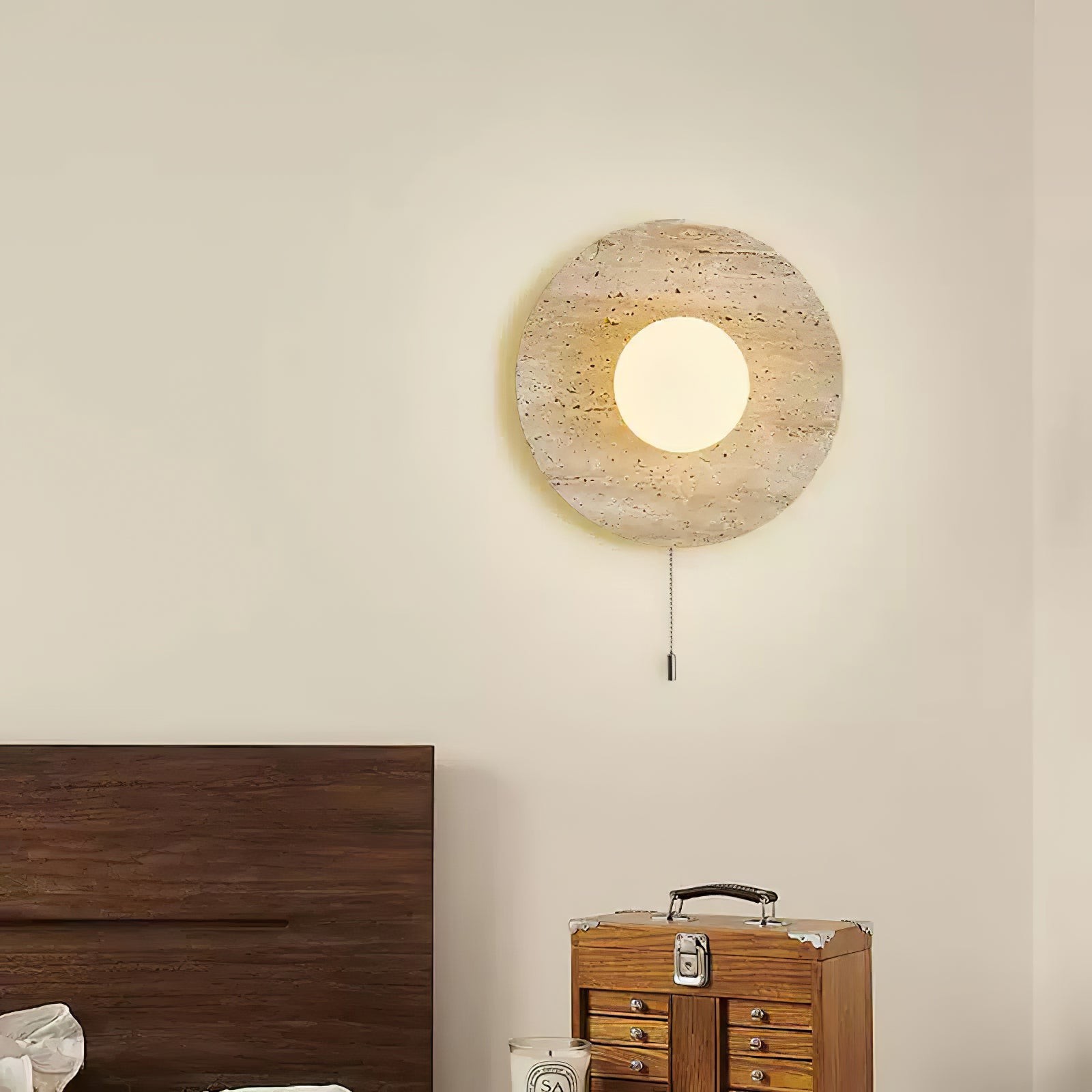 Retro Wabi Sabi Travertine Lunar Eclipse Wall Light G64