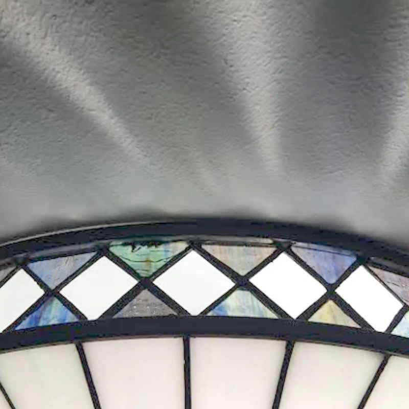 TF Fargo Geometric Flush Mount Light - Handcrafted Art Deco Stained Glass Lamp for Entryway T1010