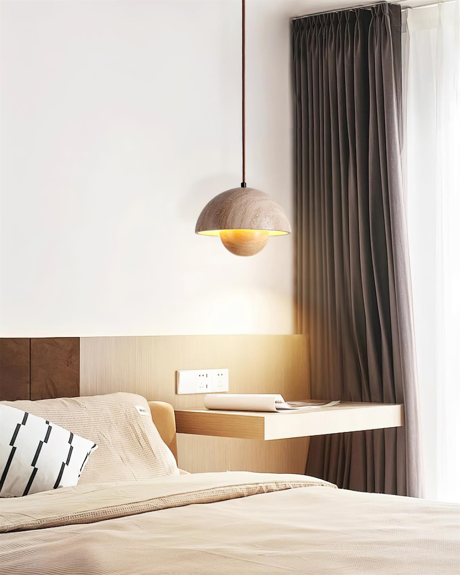 Semicircular Pendant Lamp - Modern Travertine Living Room G70