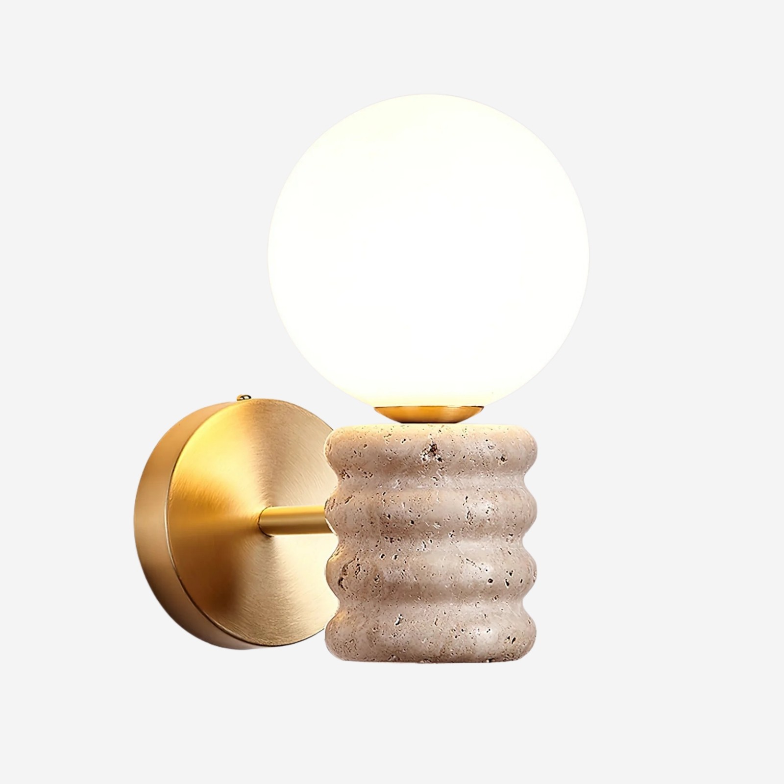 Modern Bulb - Inspired Travertine And Metal Wall Light S330