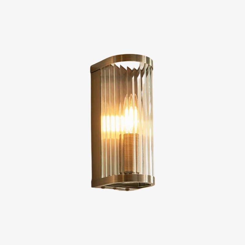 RibGlow Art Deco Ribbed Glass Wall Light - Vintage-Inspired Sconce for Living Room T841