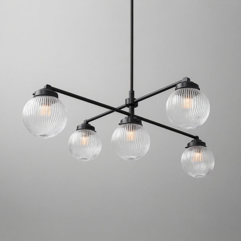 Glorica Glass Frosted Glass Globe Chandelier - Brass Modern Lighting for Living Room T379