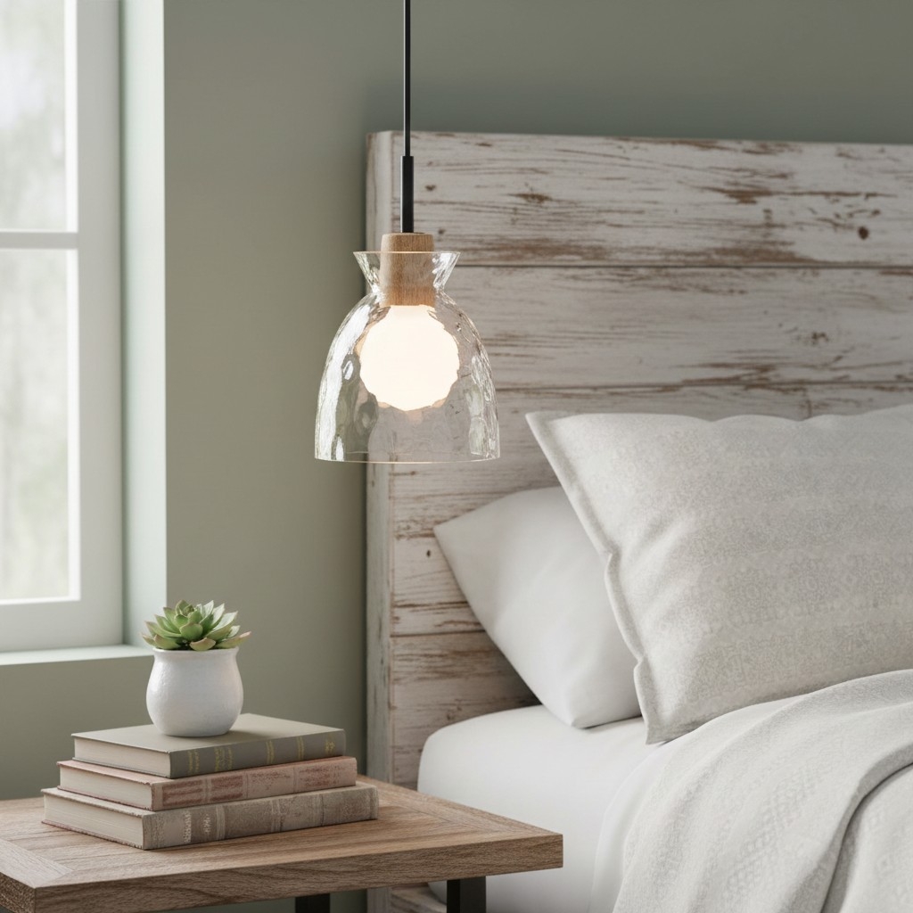 Quenora Textured Ripple Glass Pendant Light - Modern Style Pendant for Living Room U23
