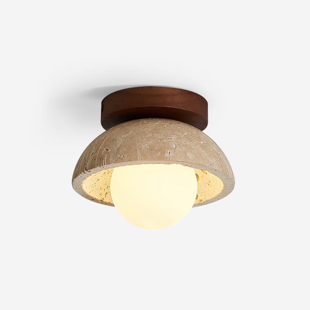 Natural Travertine Bowl Ceiling Light - Vintage for Bathroom M119
