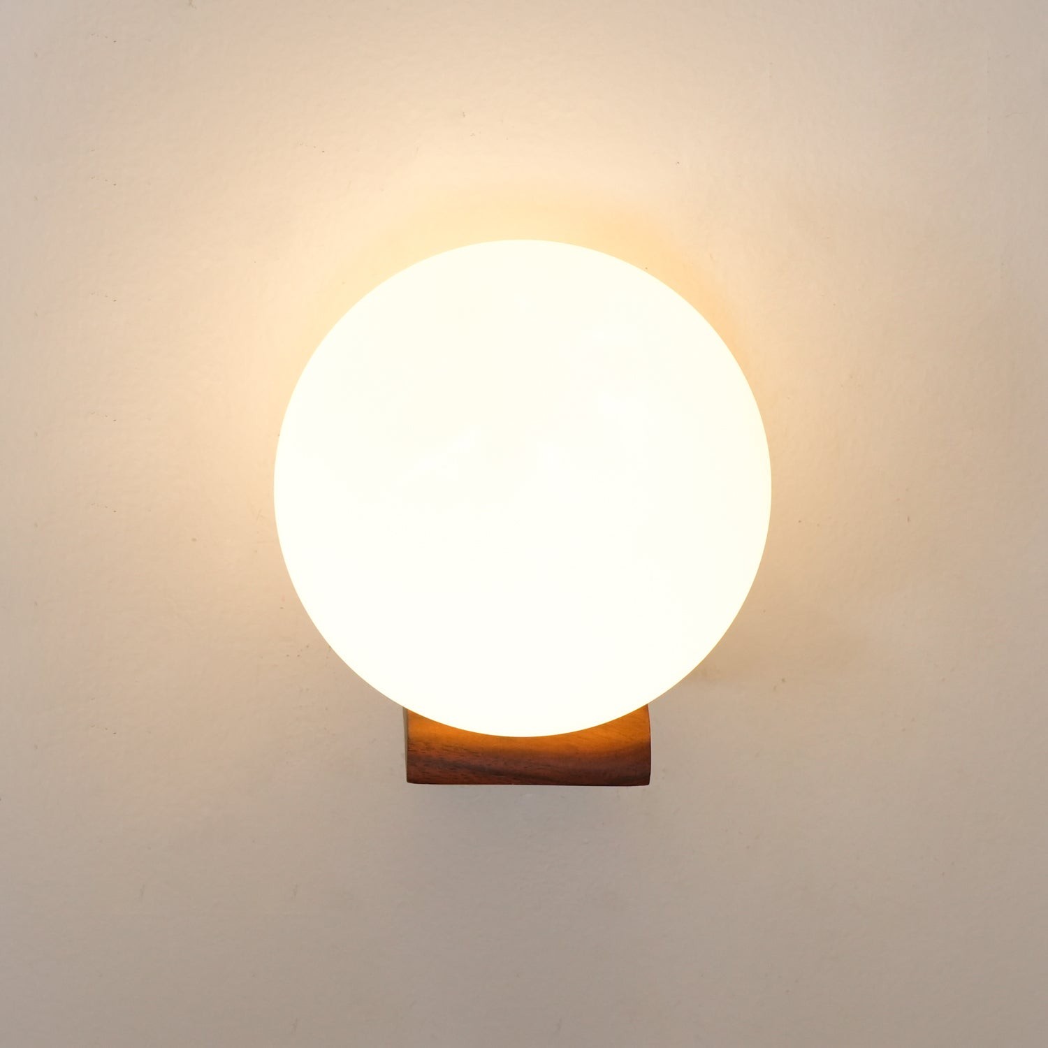 Minimalist Wooden Geometric Bracket Glass Globe Wall Lamp M371