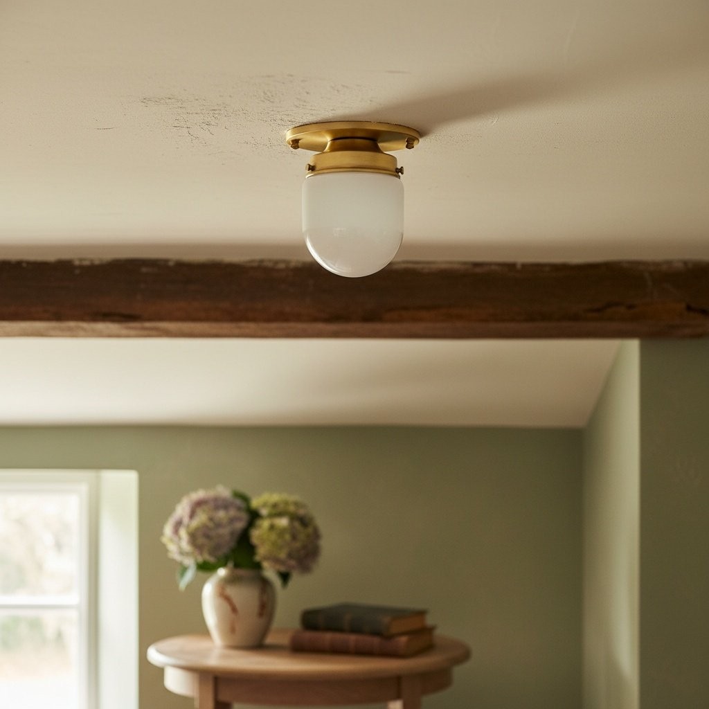 Opal Globe Ceiling and Wall Flush Mount - Art Deco Light for Corridor T300
