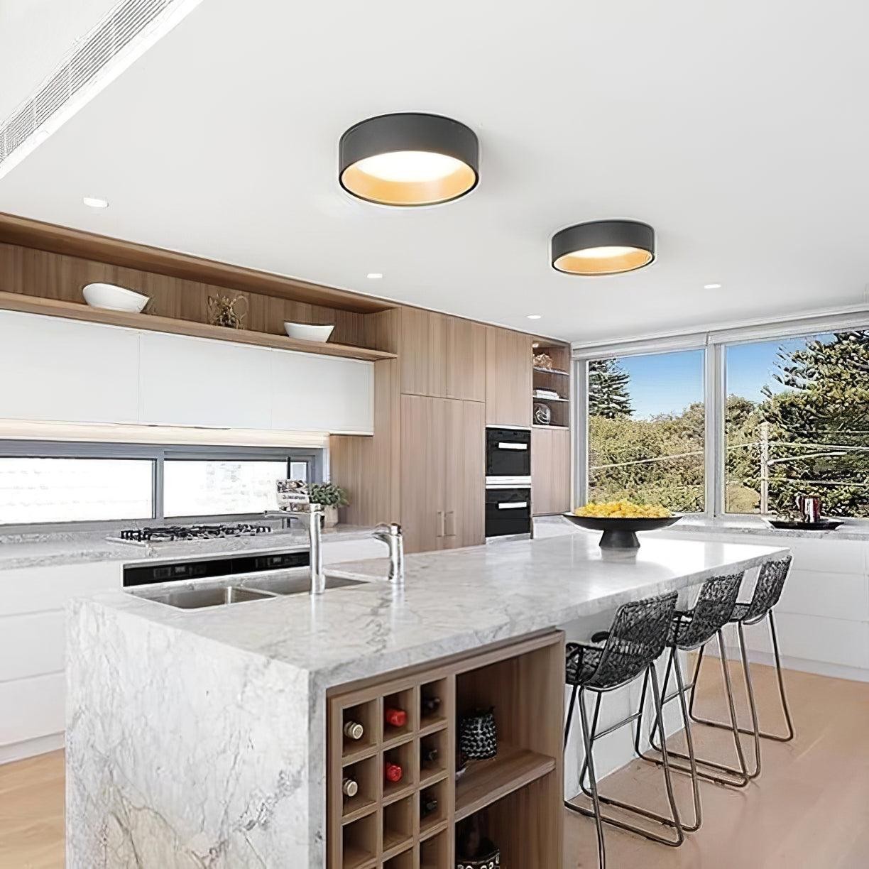 Japanese Minimalist Creative Wood Grain Round LED Ceiling Lamp M321