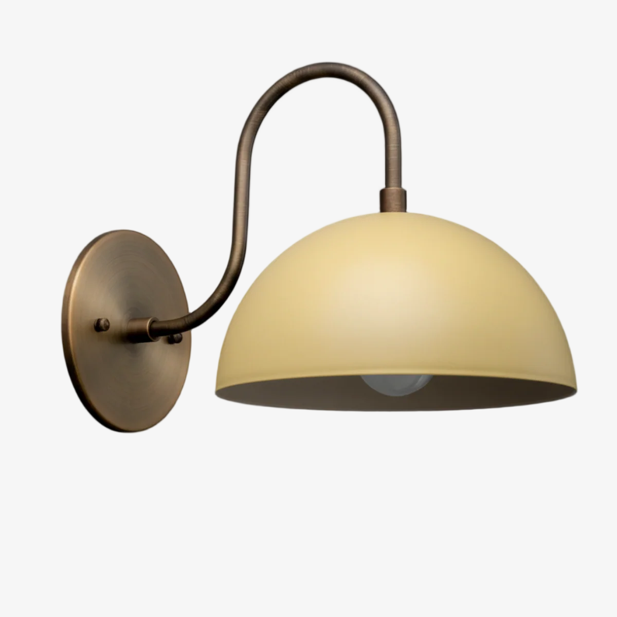 Curva Metal  Industrial Wall Sconce - Curved Brass Arm - Hammered Dome Light Fixture T408