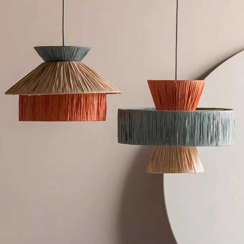 Handwoven Raffia Pendant Light – Boho Chic Natural Lighting S239