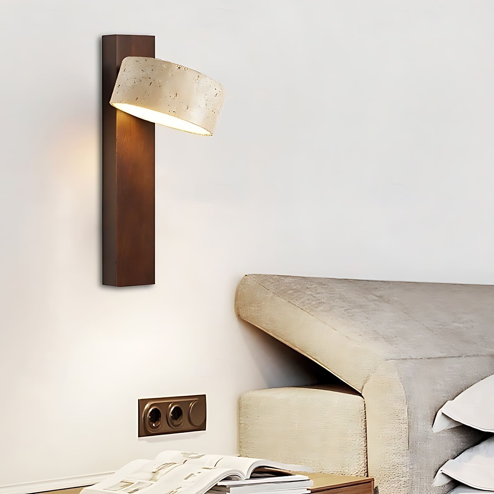 Travertine Cylinder Shade Lamp - Vintage Wall Sconce for Hallway M13