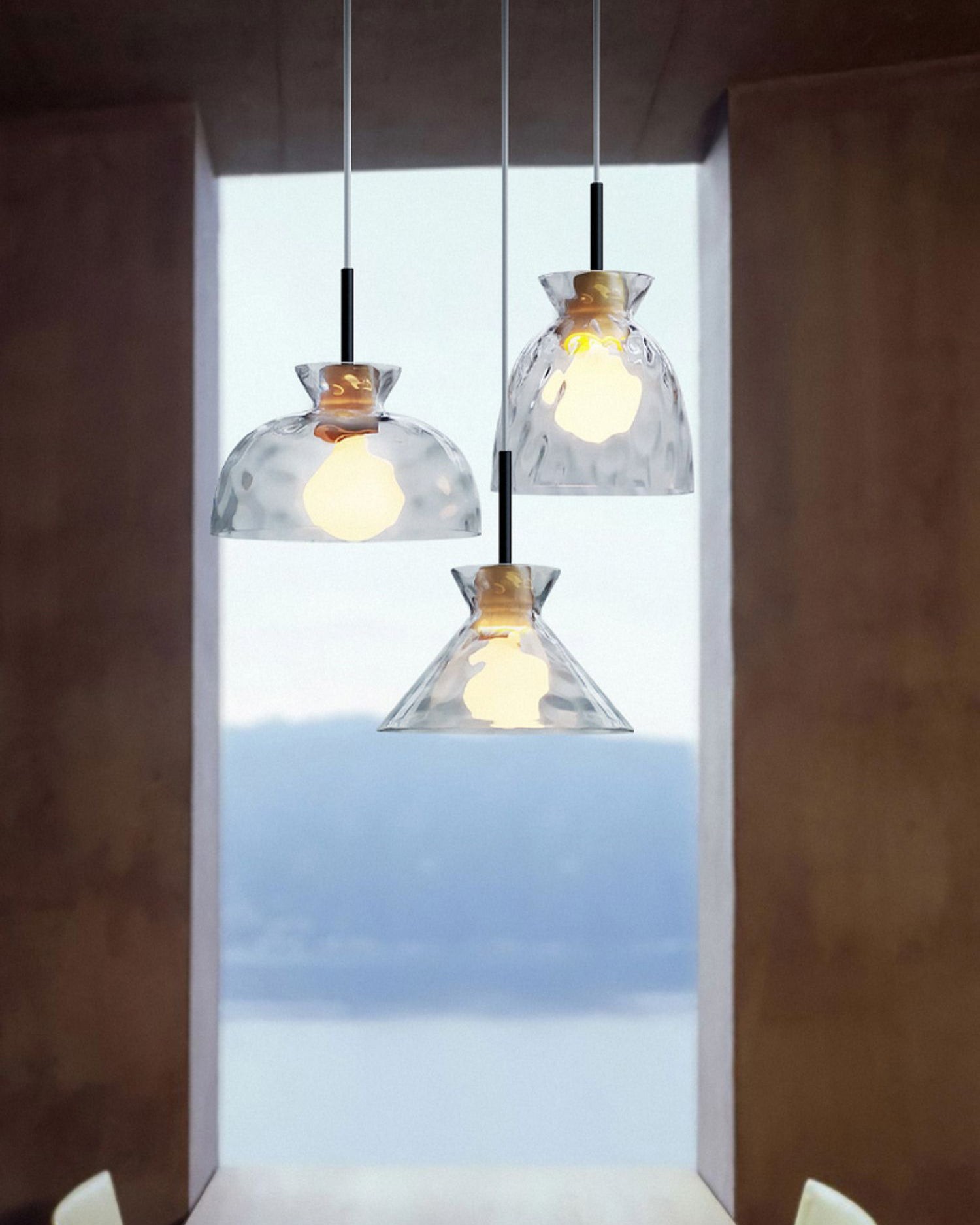 Modern Water Ripple Transparent Glass Pendant Lamp M16