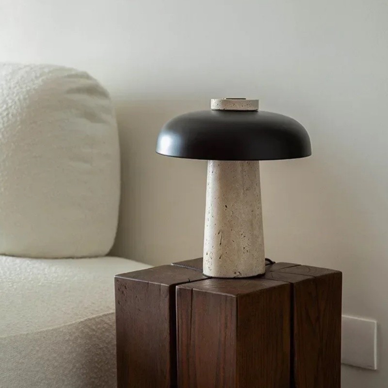 Mushroom Table Lamp - Modern Travertine for Bedroom M503