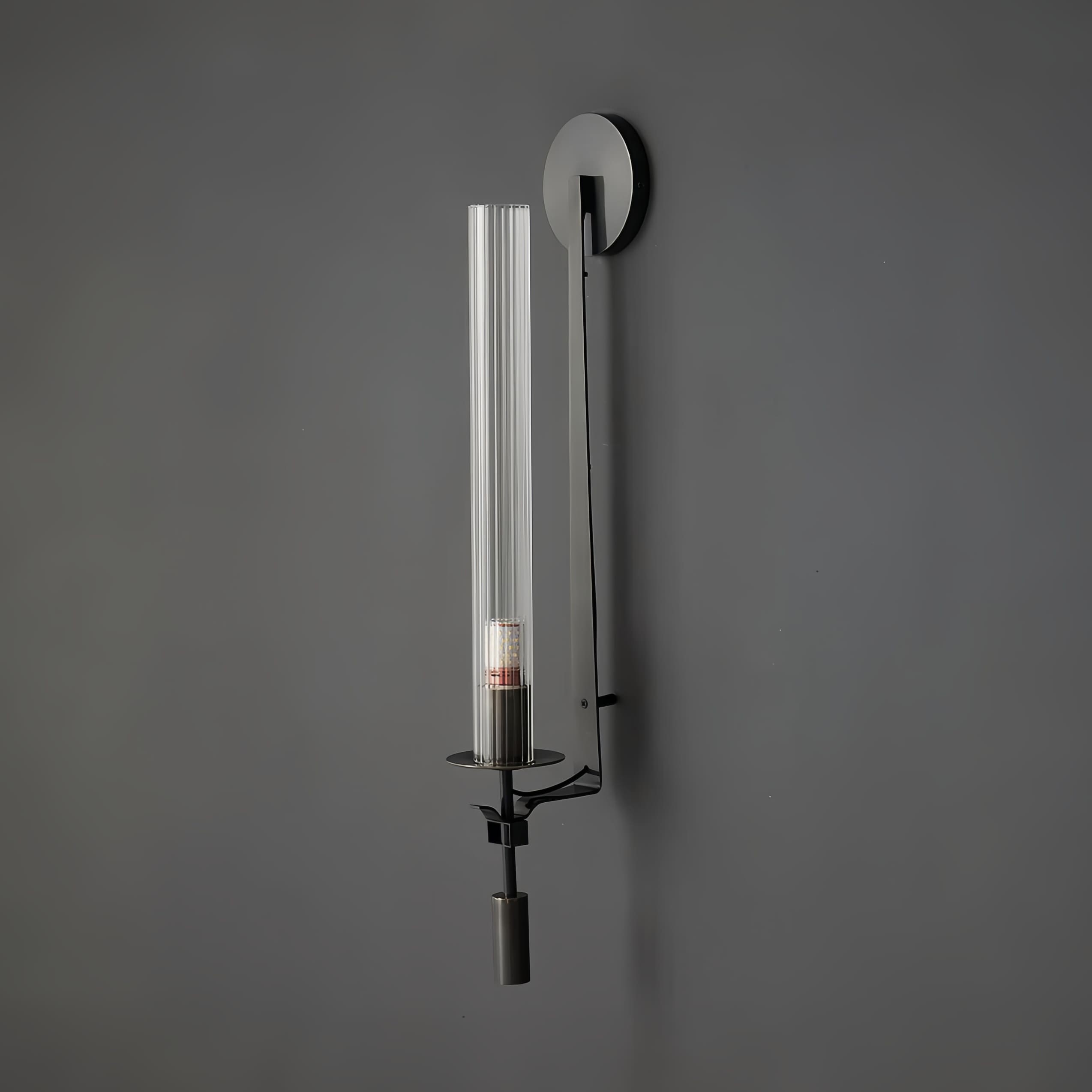 Ribbed Glass Wall Lamp with Slim Metal Base – Classic Meets Modern S229