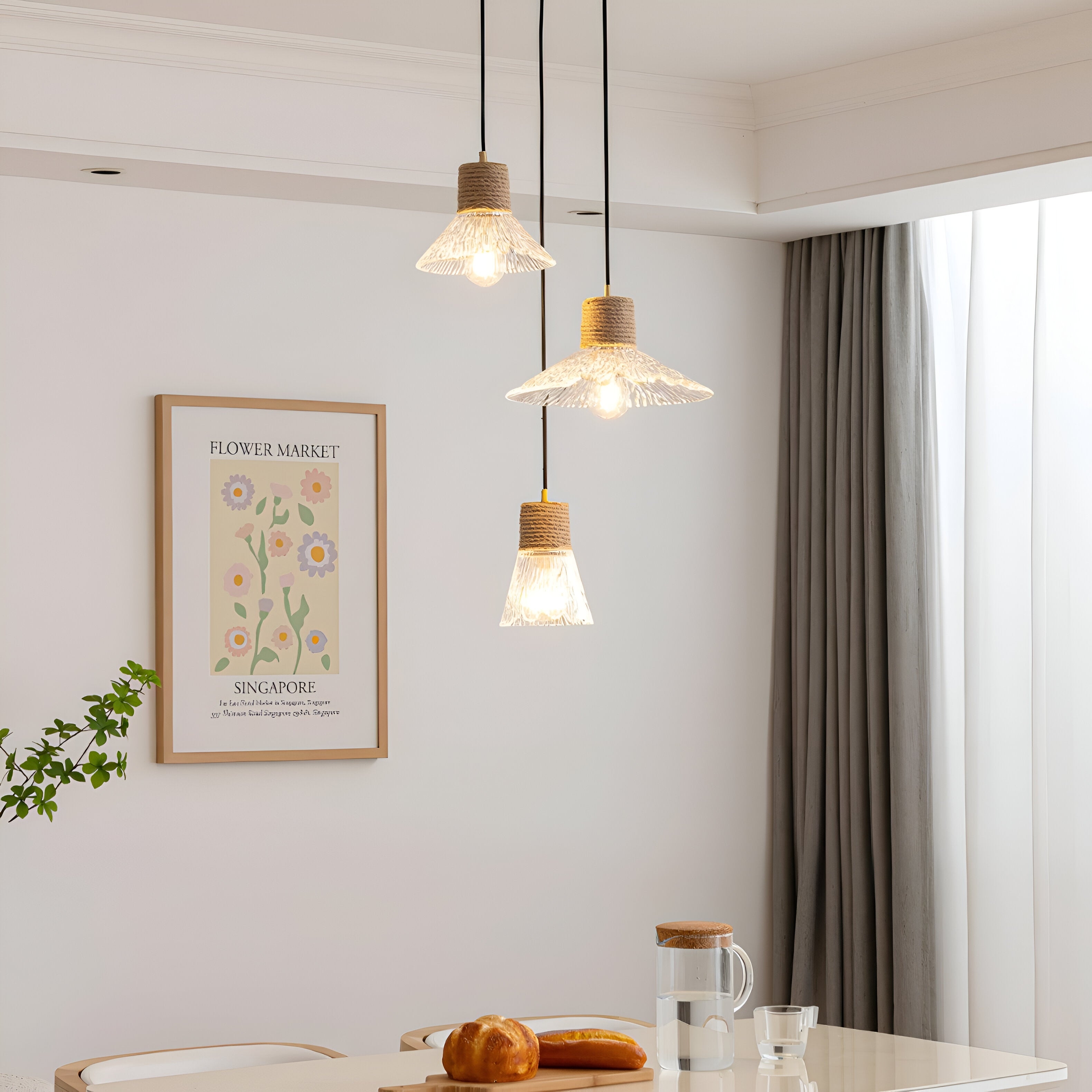 Nordic Hemp Rope Glass Pendant Light T2162