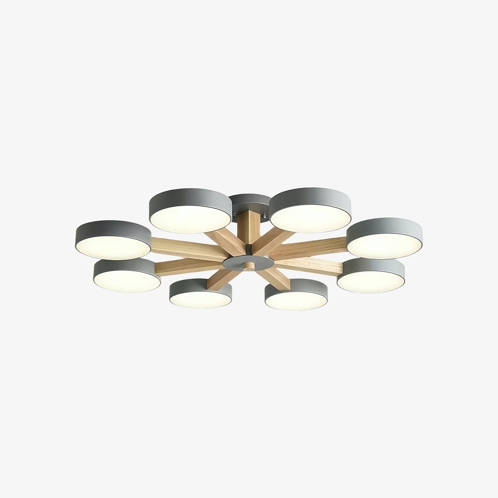 Elegant Wood Branch Ceiling Lamp - LED Disc Chandelier for Living Room or Bedroom S388