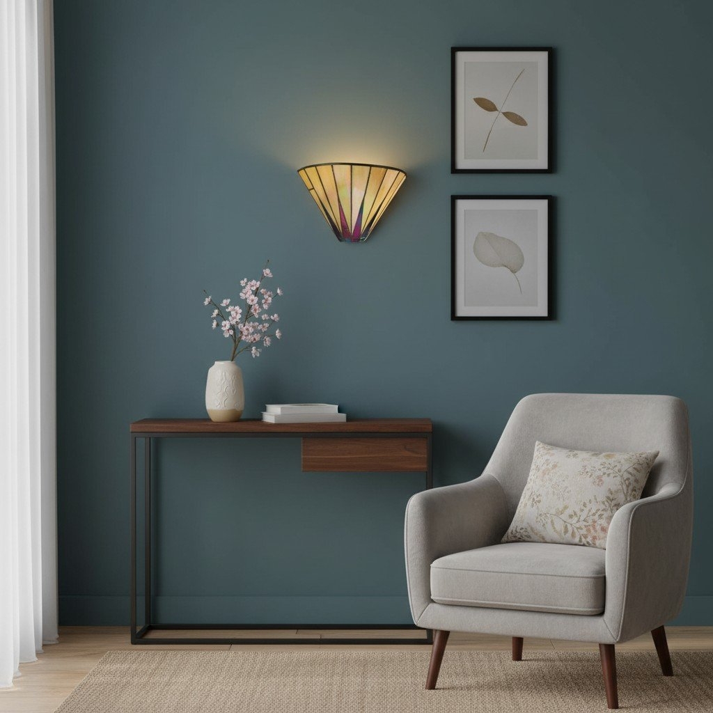 TF Dark Star Geometric Wall Sconce - Art Deco Tiffany Light for Hallway T638