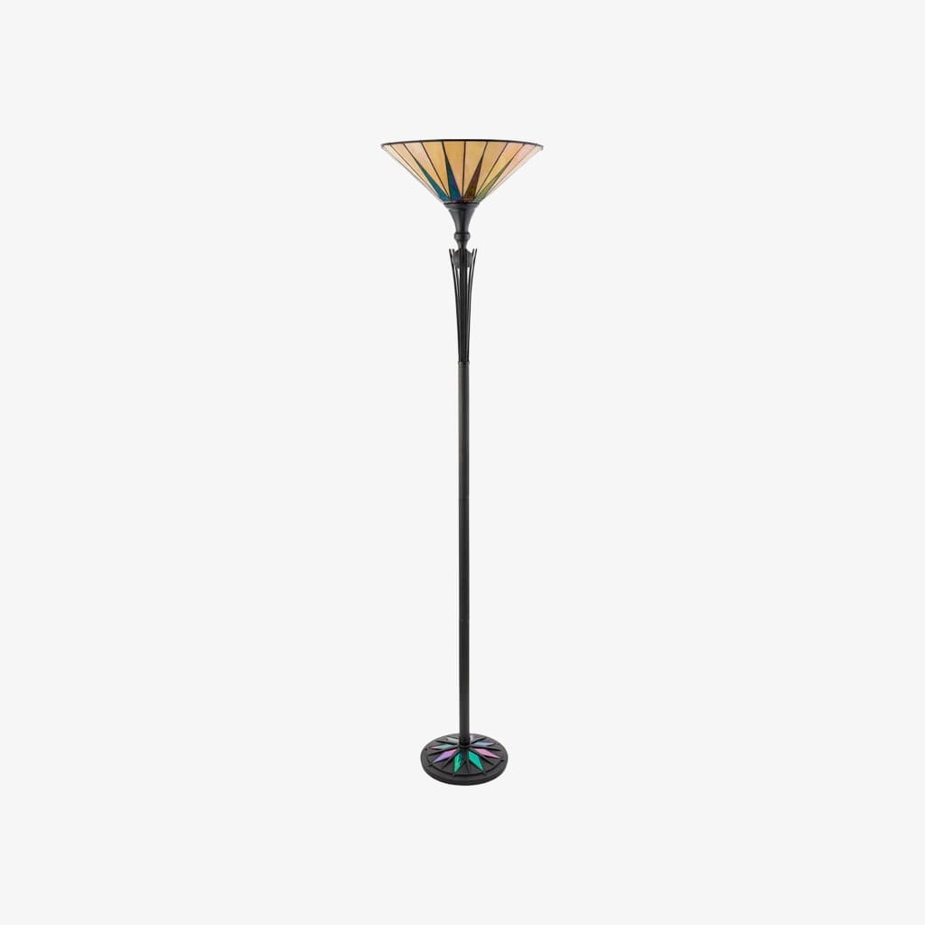 TF Dark Star Stained Glass Star Pattern Floor Lamp - Tiffany Style Uplighter for Living Rooms T1026
