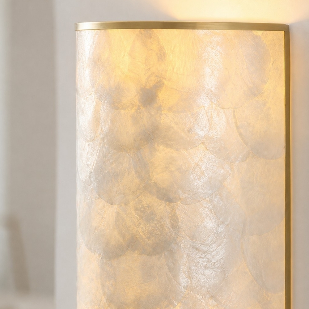 Nacrelith Capiz Shell Wall Sconce Layered Texture Design - Modern Wall Lamp for Living Space T2218