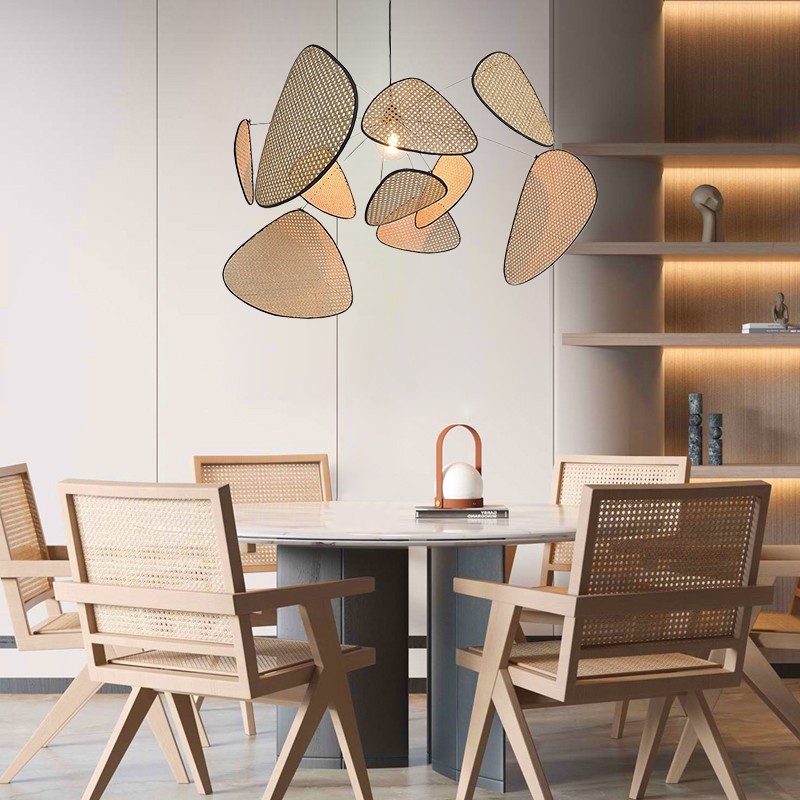 Screen Cannage Pendant Light - Woven Rattan Design for Living Room