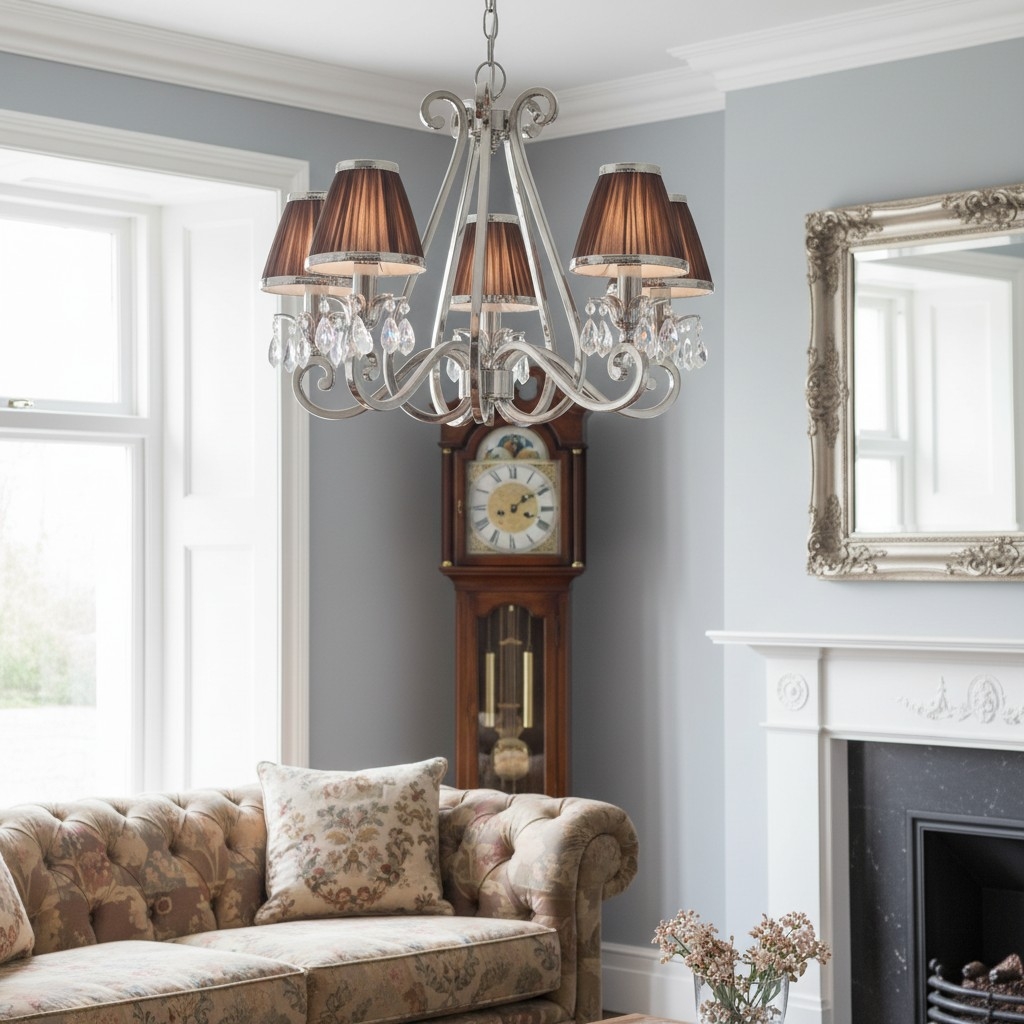 Talonis Multi-light Fabric Chandelier - Elegant Metal Curved Arms for Dining and Living T932