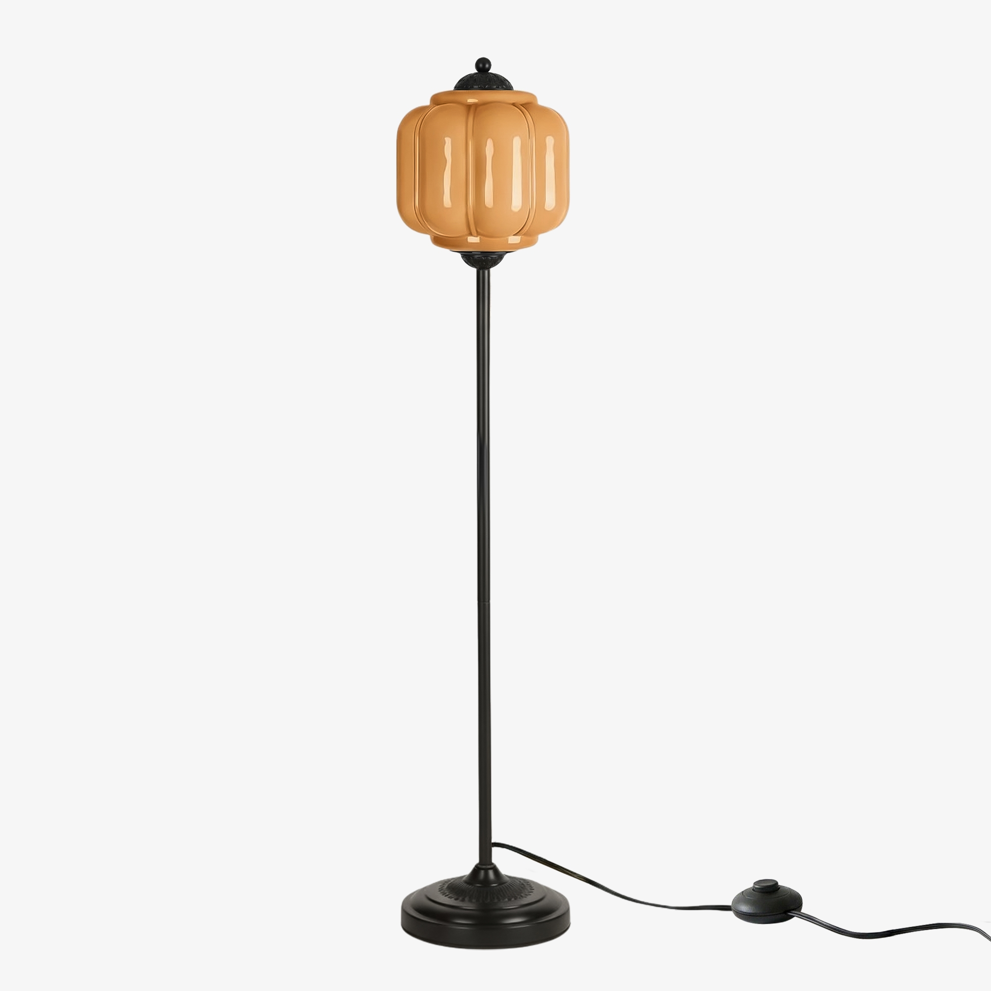 Eloise Pumpkin Glass Floor Lamp - Retro Lighting for Living Room T1169
