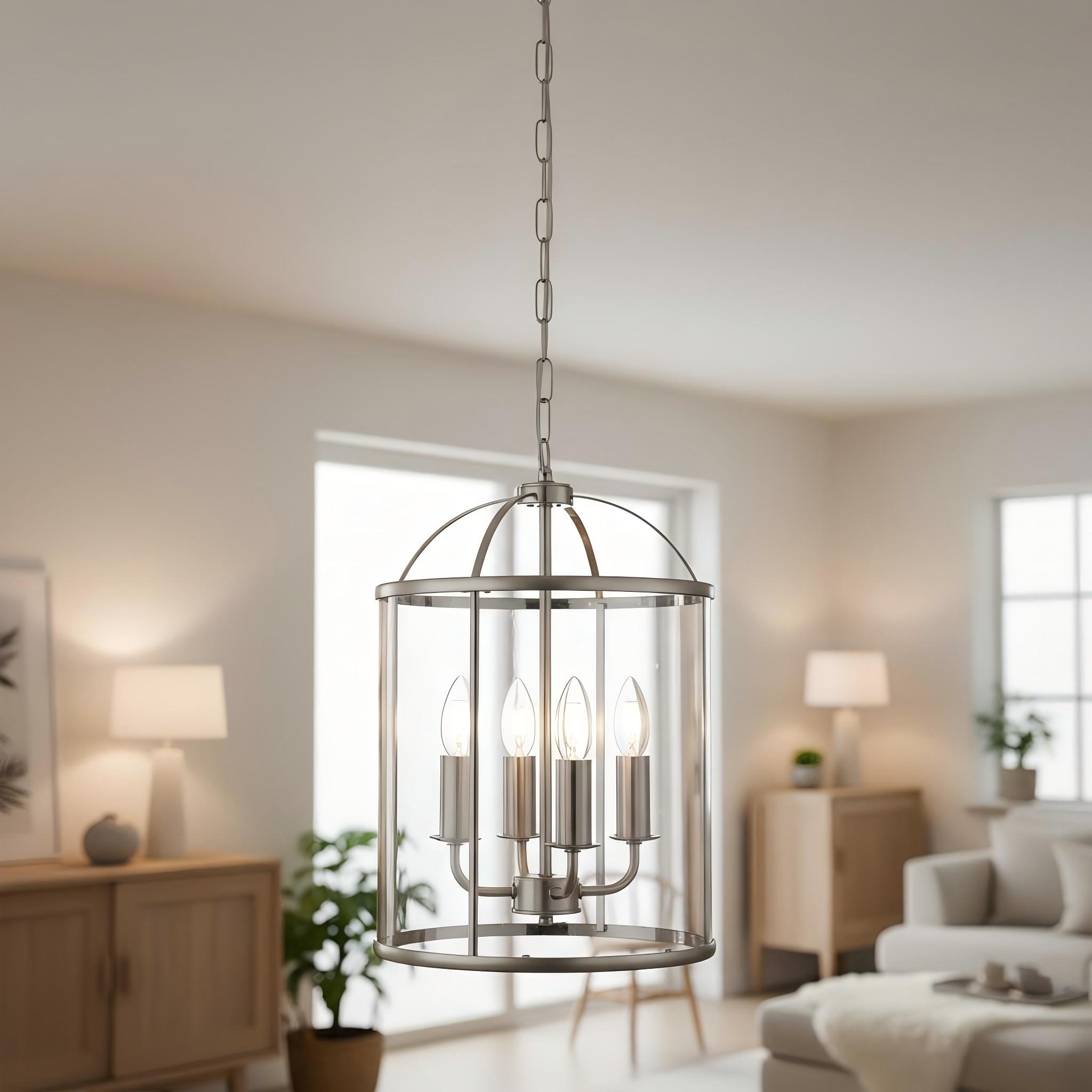 Luxvana Bell Shaped Glass Pendant Light - Industrial Metal Lantern Design Fixture for Kitchen T866