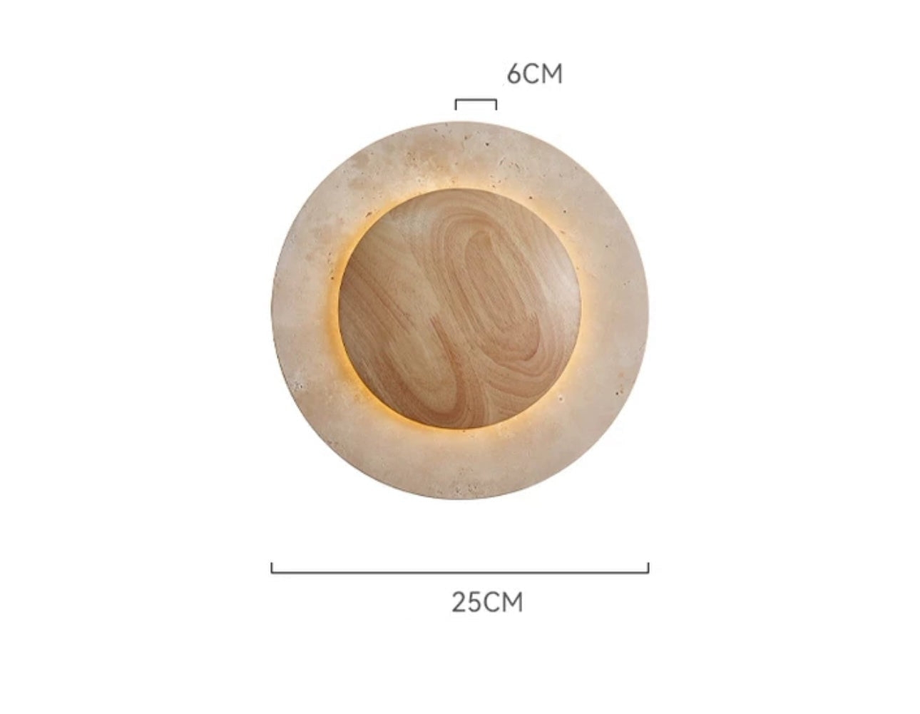 Round Travertine Wood Wall Light T2104