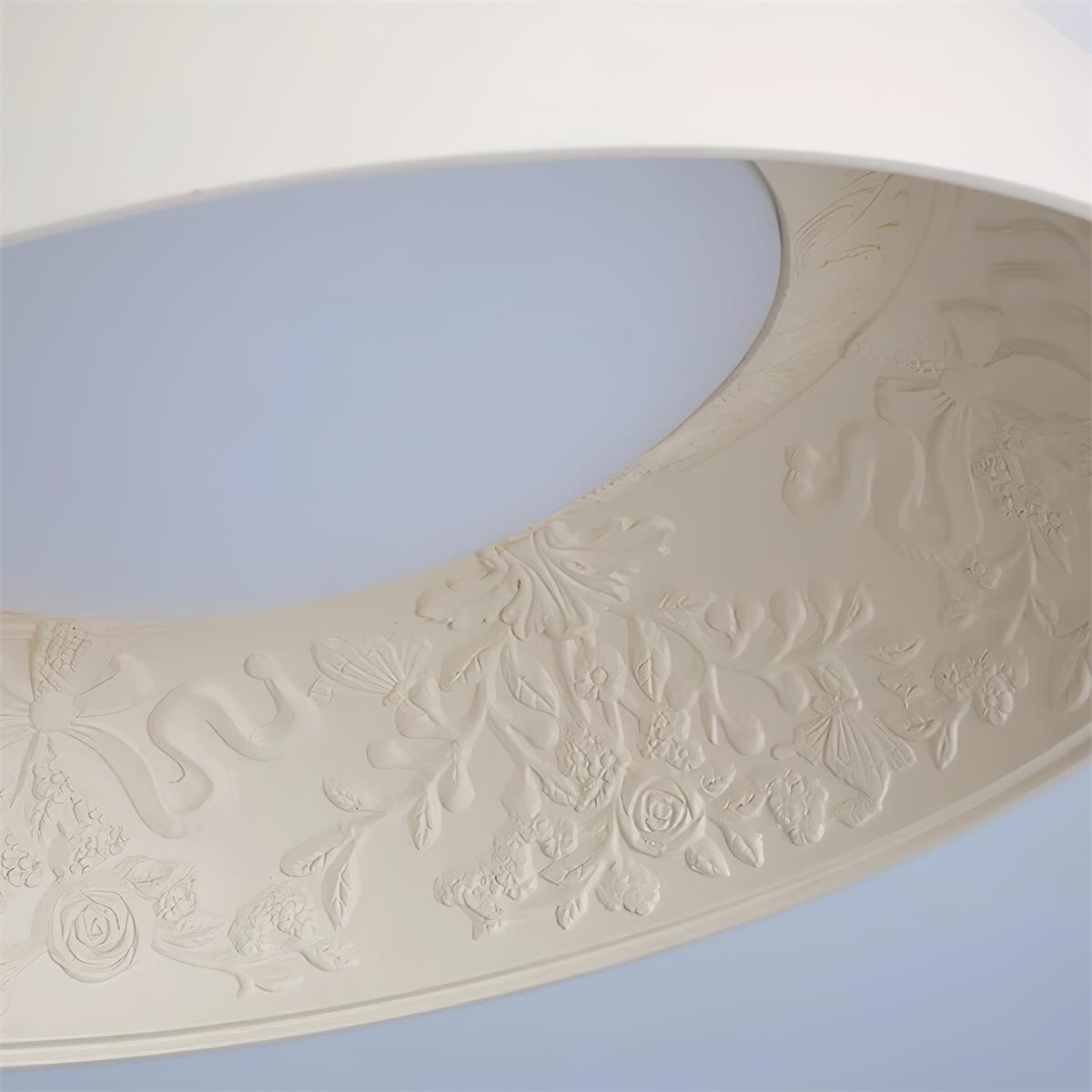 French Romantic Carved Round LED Ceiling Lamp M264