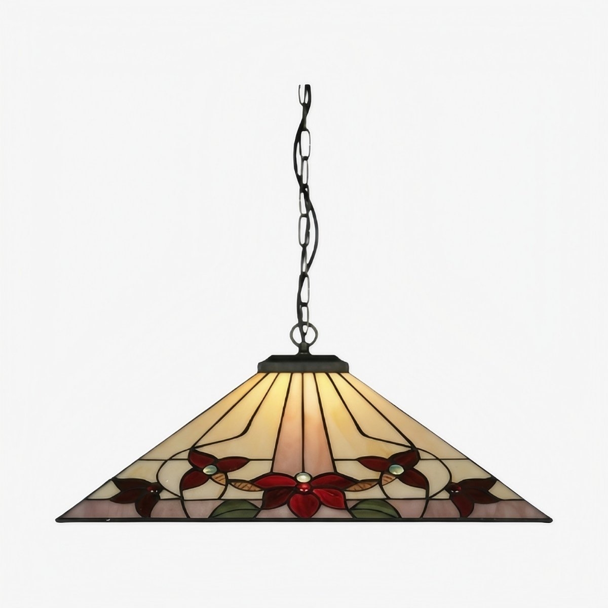 TF Camillo Classic Patterned Pendant Light - Stained Glass Lamp for Bedroom or Hallway T817