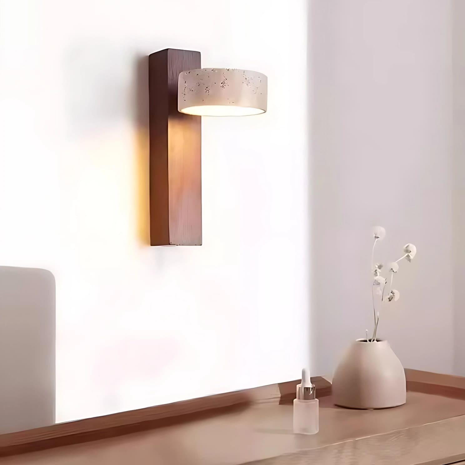 Travertine Cylinder Shade Lamp - Vintage Wall Sconce for Hallway M13