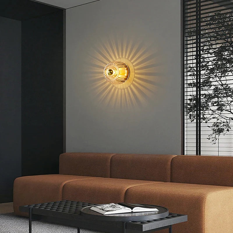 Clara Rays Contemporary Brass Glass Ceiling Light T2175