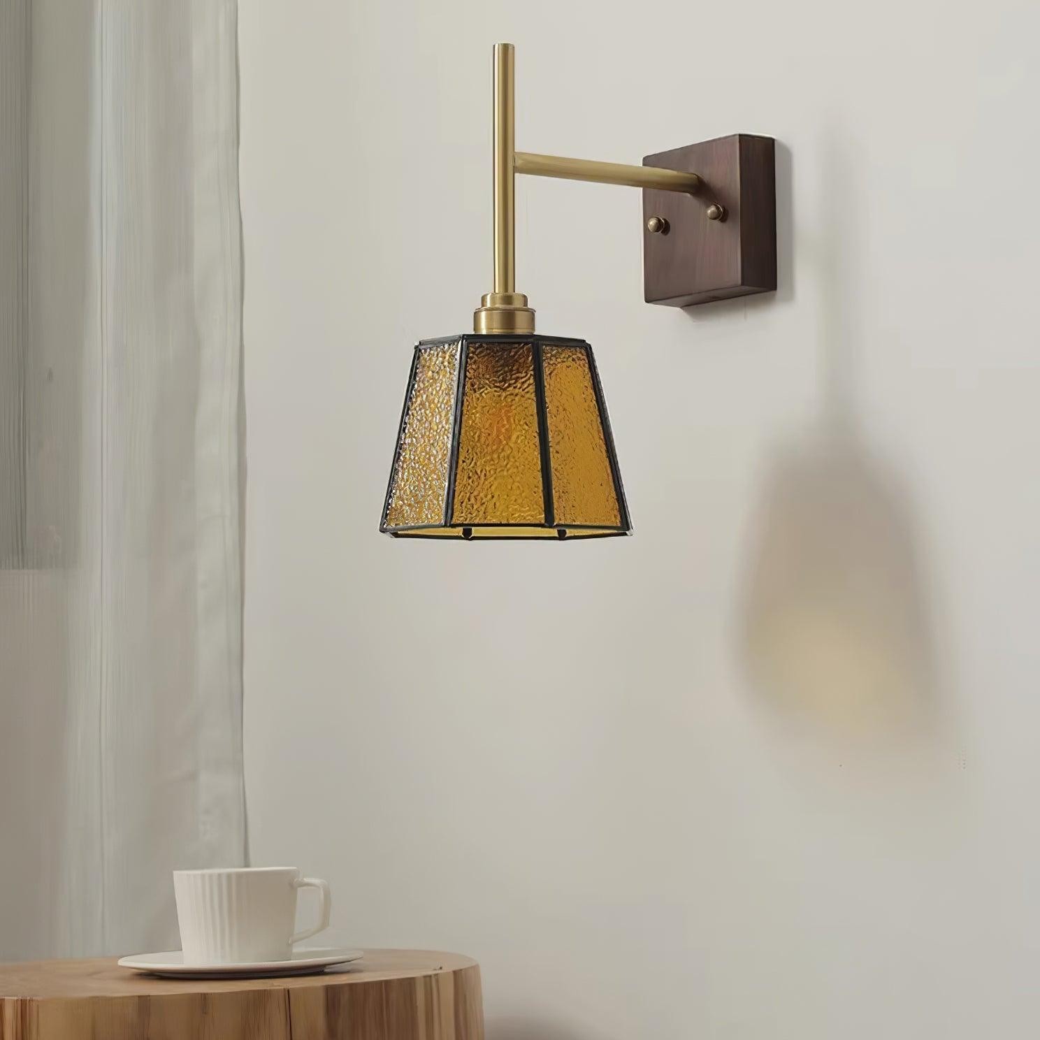 Vintage Brass Walnut Wall Lamp M207