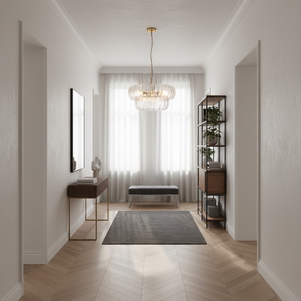 Solara 6-Light Tiered Pendant - Cascading Curved Glass and Metal-Frame for Dining & Entry T908