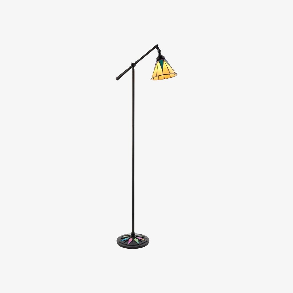 TF Dark Star Tiffany Task Floor Lamp - Art Deco Stained-Glass Floor Light for Living Room T1048