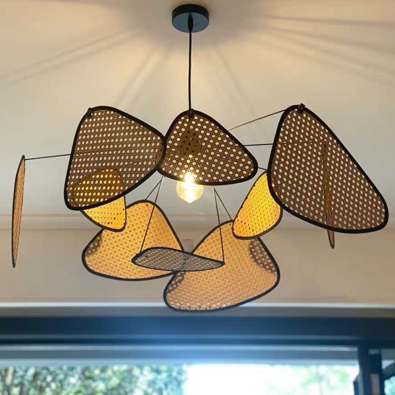 Screen Cannage Pendant Light - Woven Rattan Design for Living Room