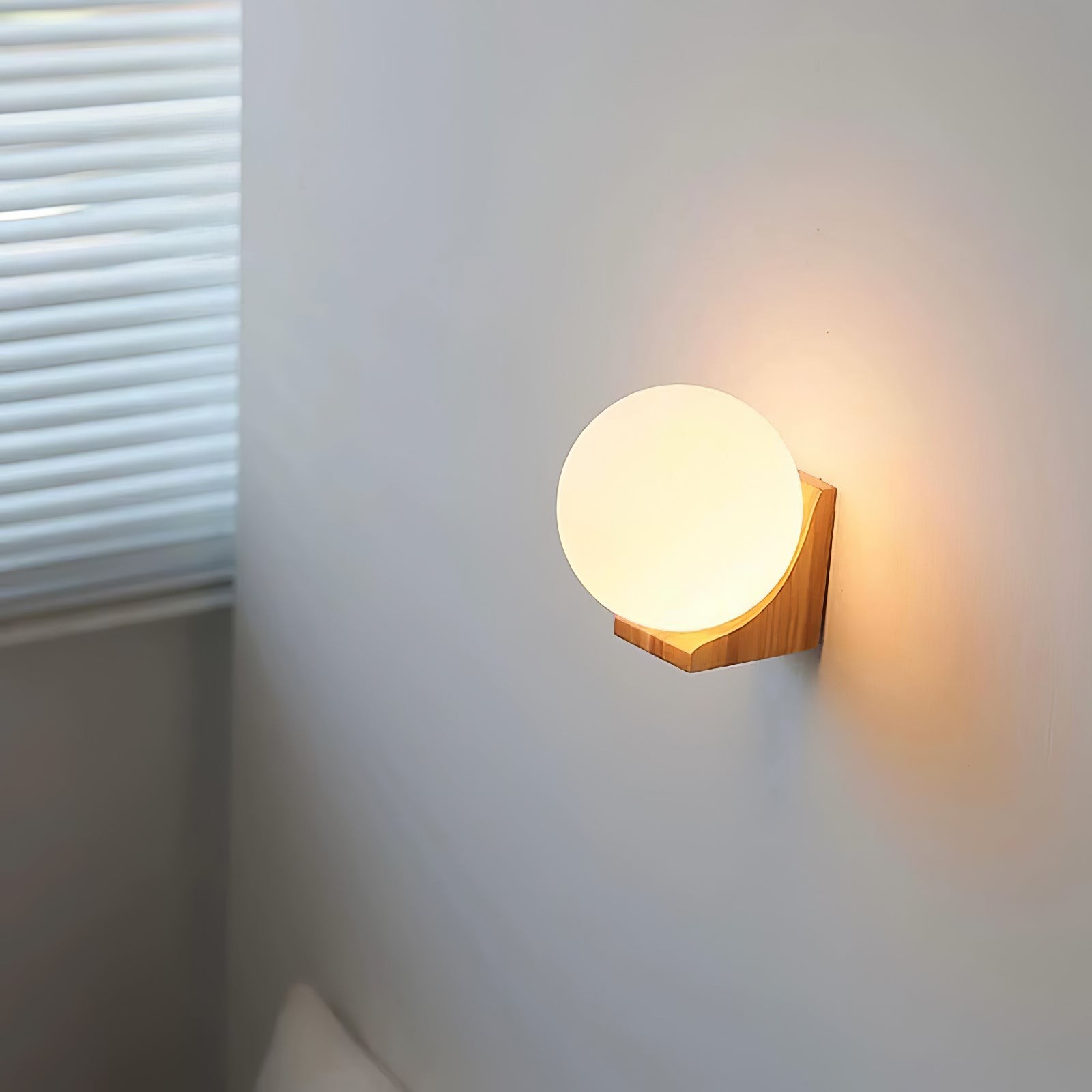 Minimalist Wooden Geometric Bracket Glass Globe Wall Lamp M371