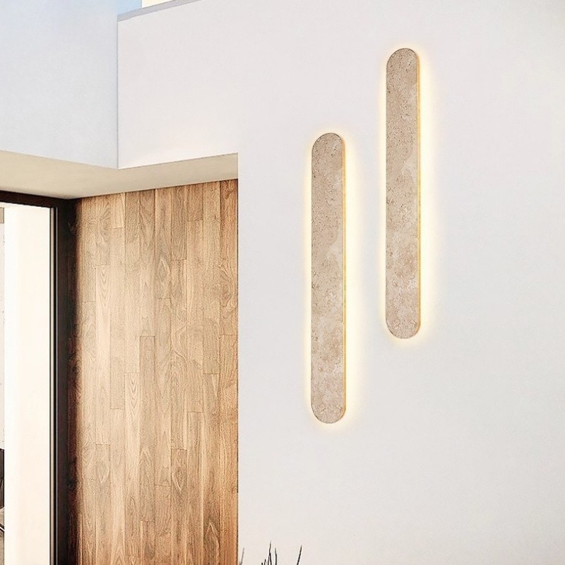 Waterproof LED Long Strip Travertine Wall Lamp - Japanese Style Minimalism S325
