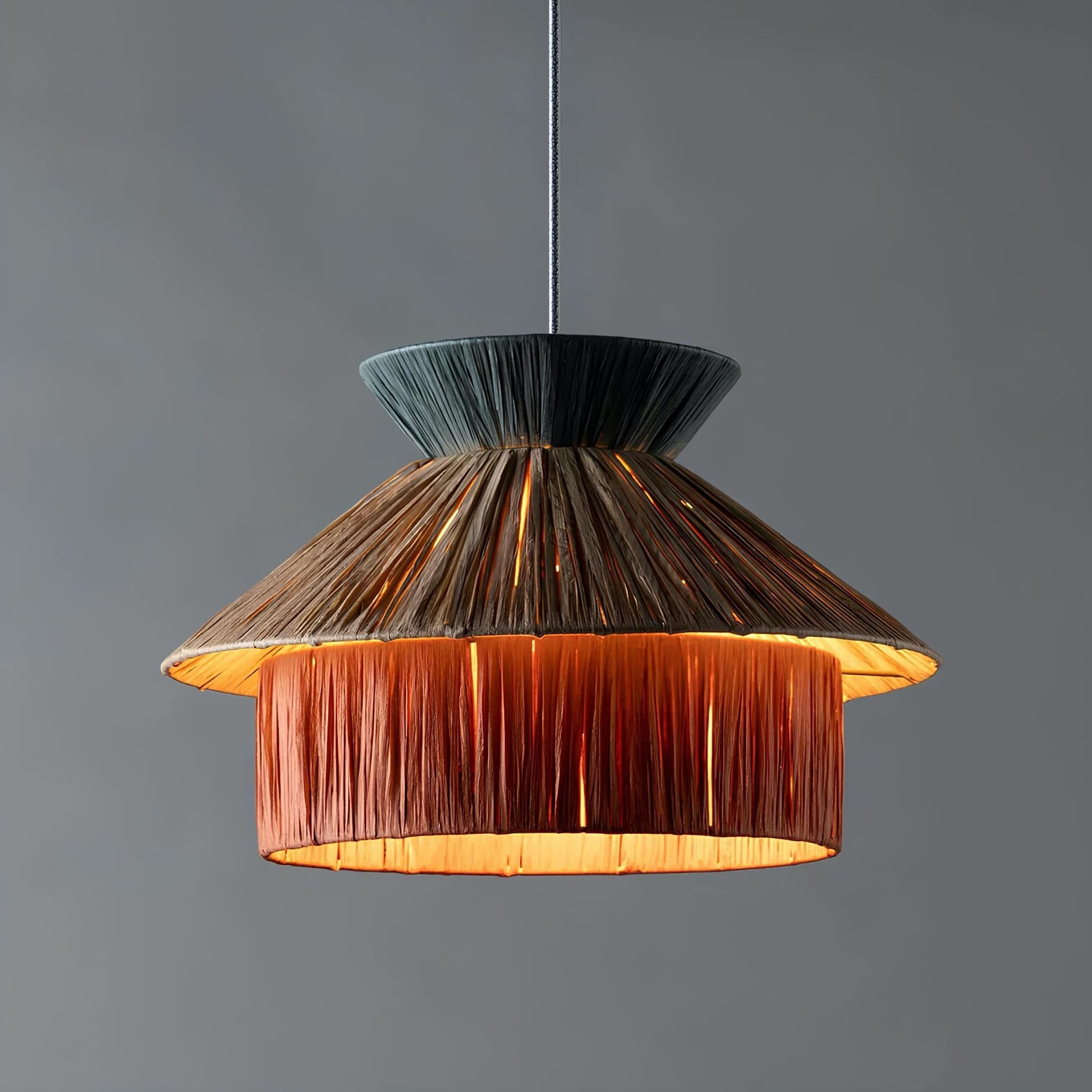 Handwoven Raffia Pendant Light – Boho Chic Natural Lighting S239