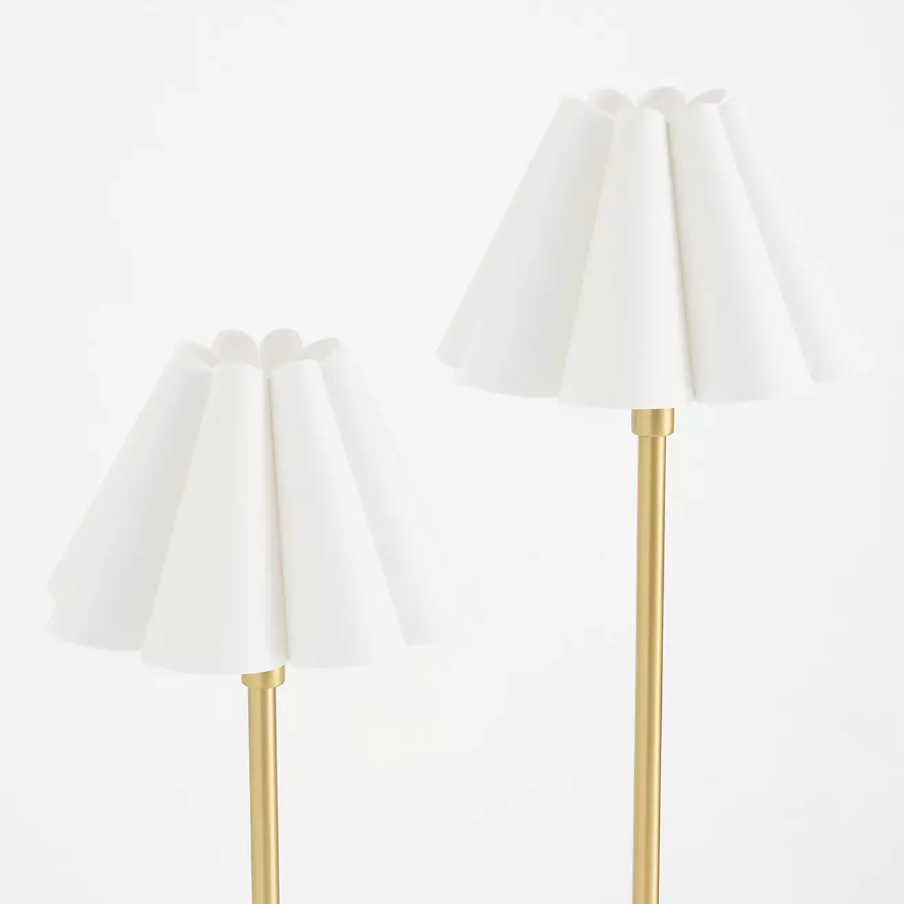 Duova Minimalist 2‑Light Floor Lamp - Modern Pleated Fabric Metal Light for Bedroom or Living Room T719