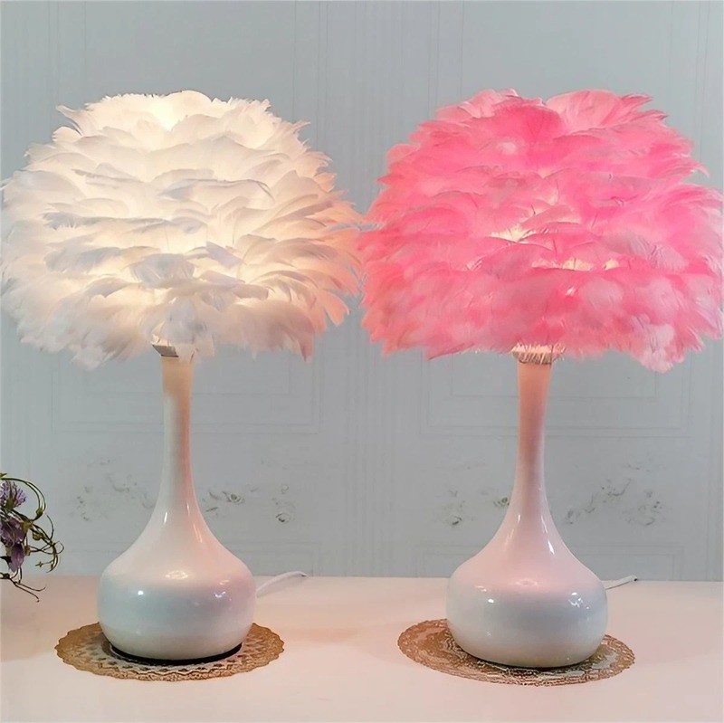 Modern Feather Table Lamp for Bedroom