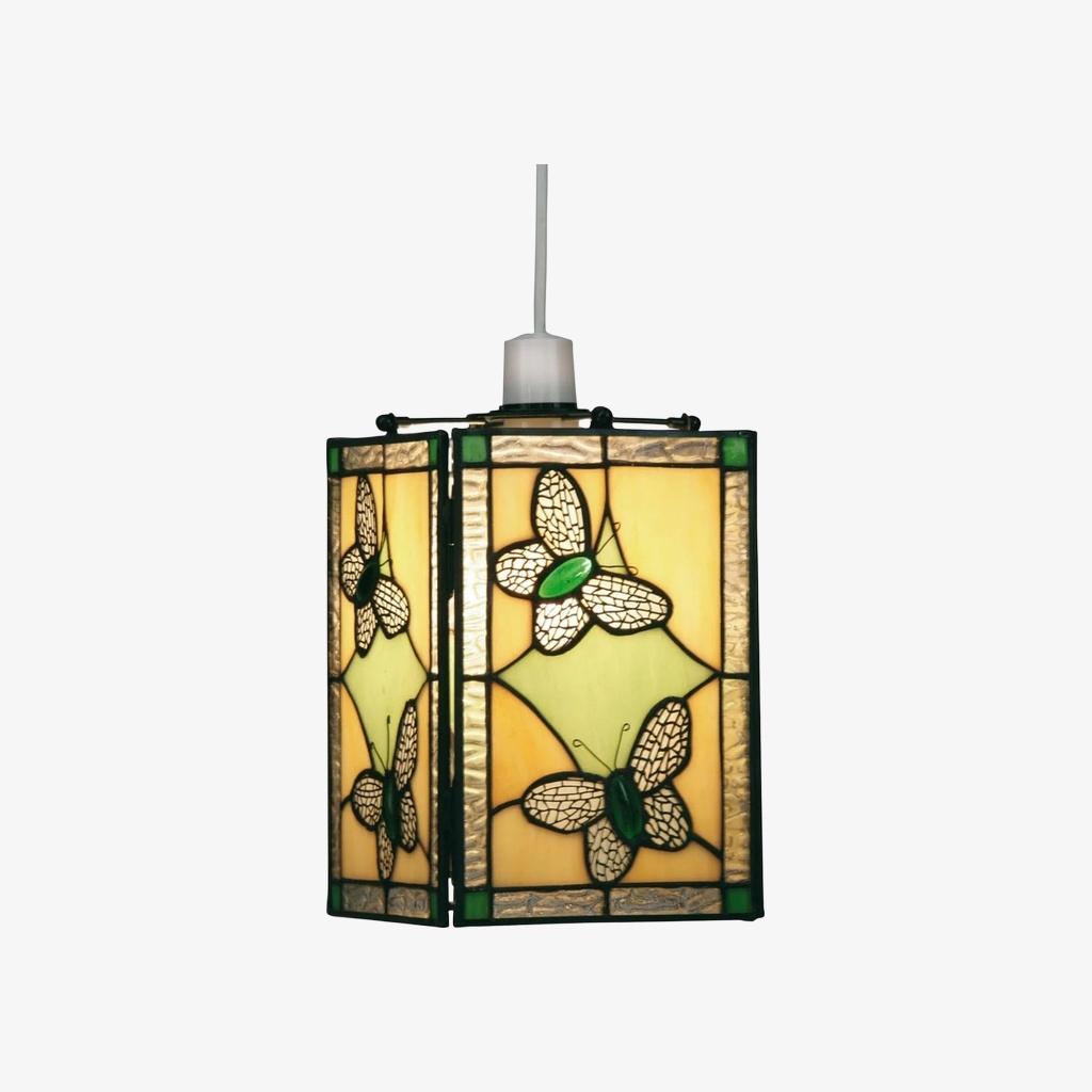 TF Butterfly Pendant Lamp - Artistic Stained Glass Pendant Light for Living Room or Bedroom T835