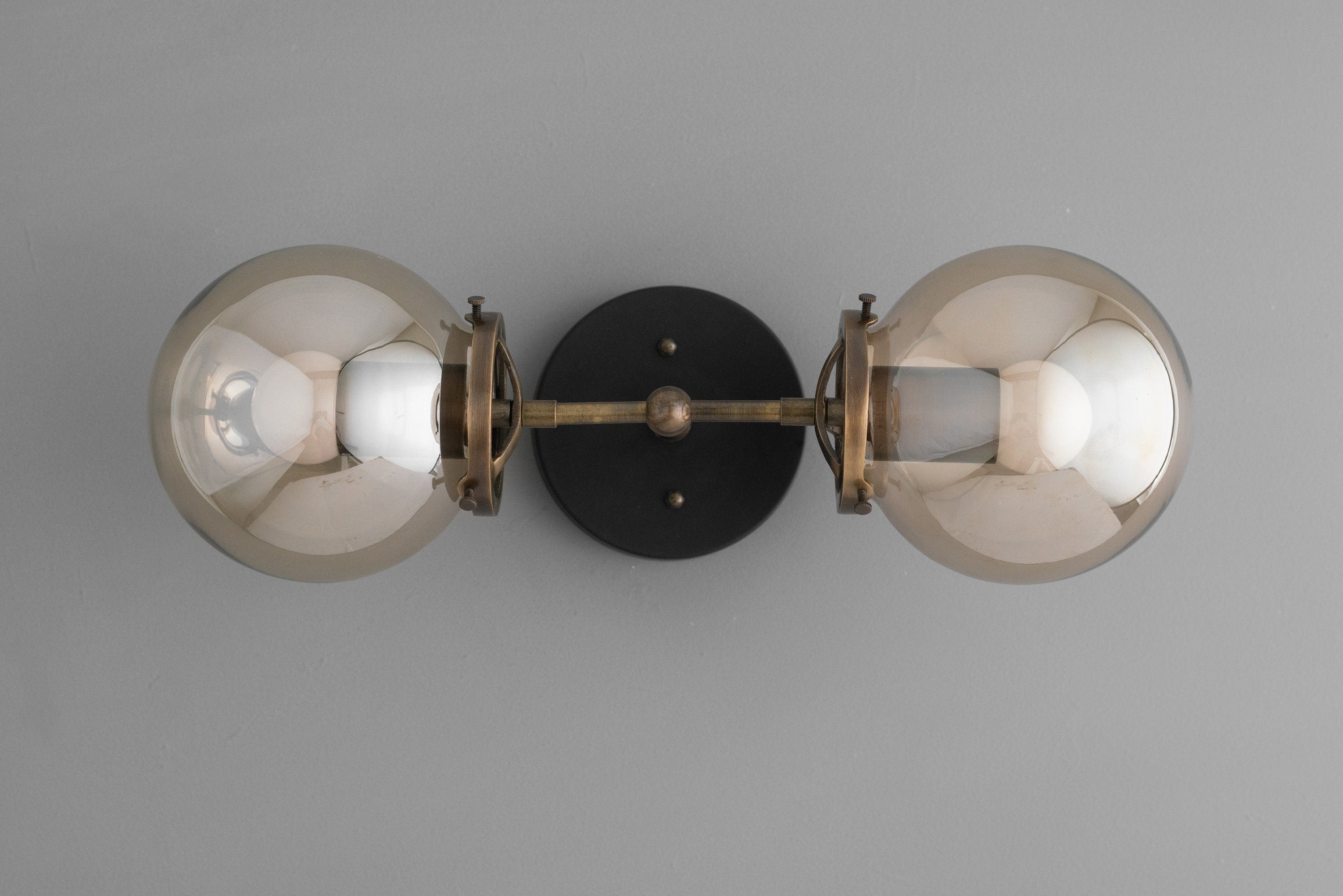 Lumio Globe Double Globe Vanity Wall Light - Rustic Farmhouse Bathroom Wall Fixture T336