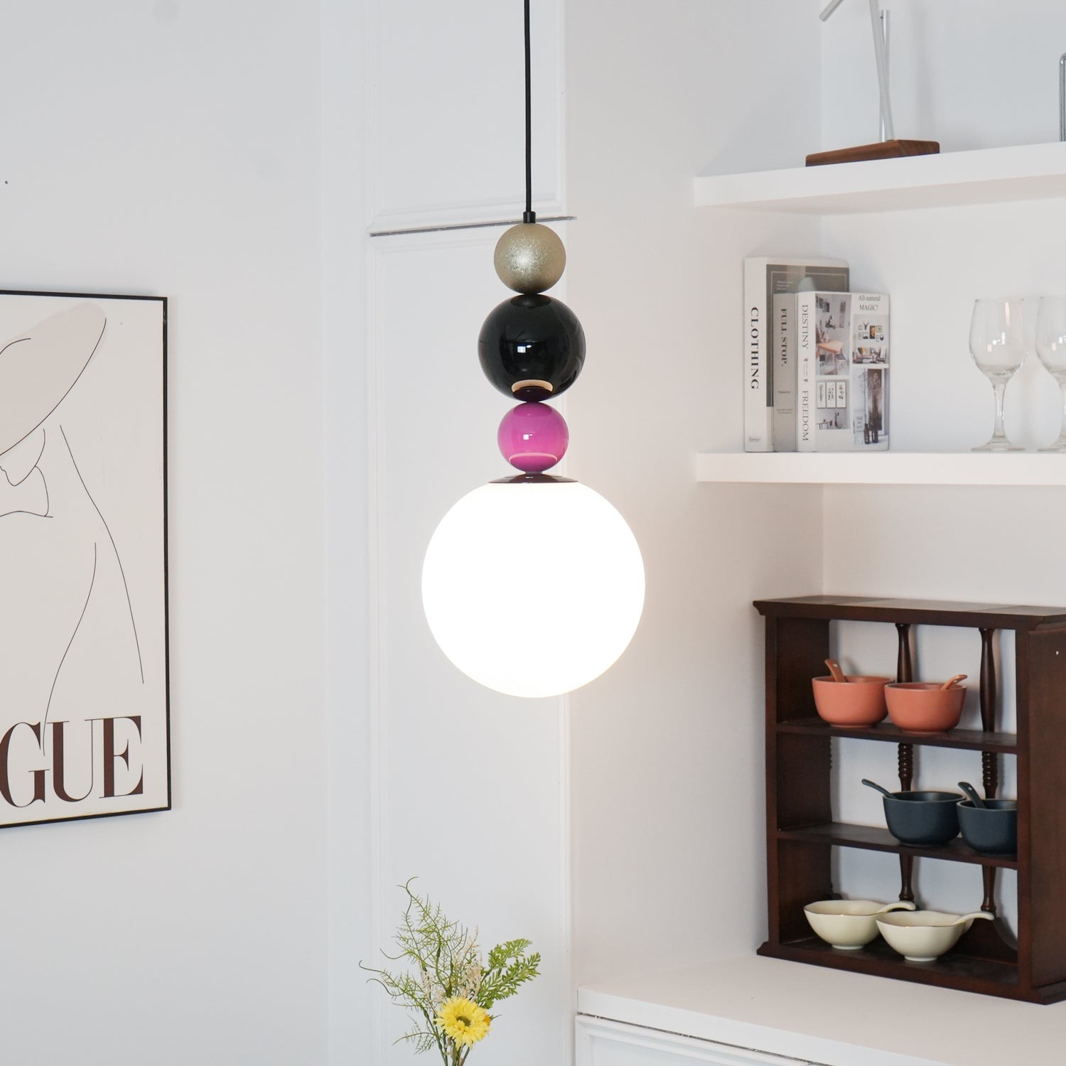 Round Balls Stacking Pink Pendant Lamp M418