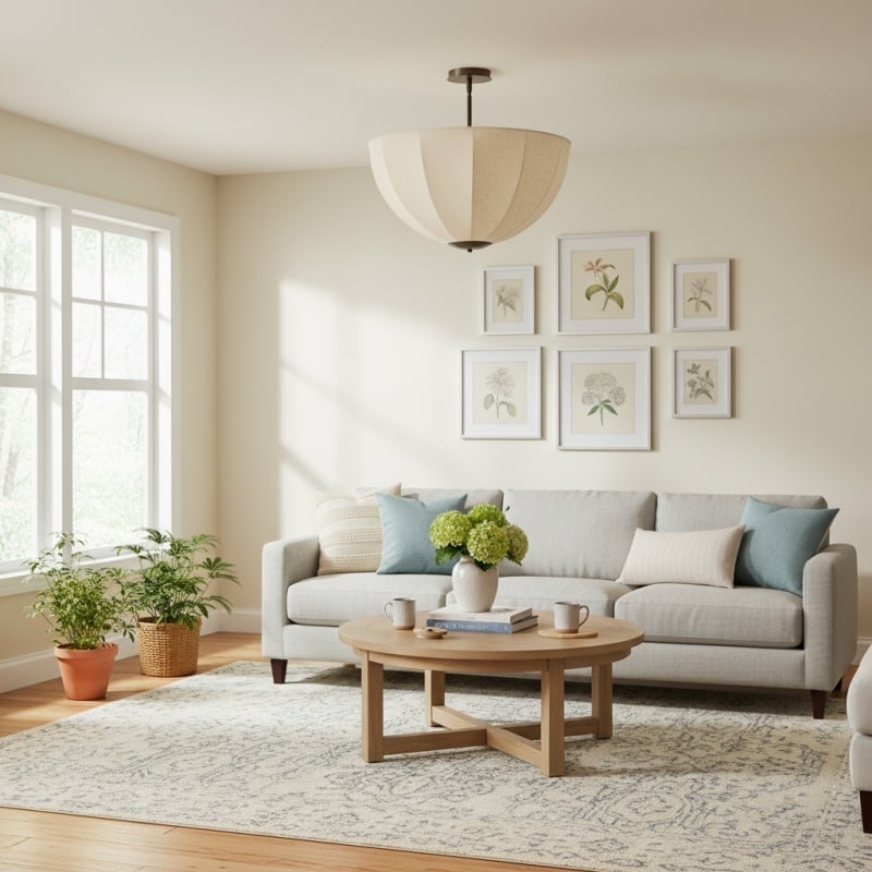 Lumarys Pendant Light - Botanical Inspired Linen Shade for Living Room T658