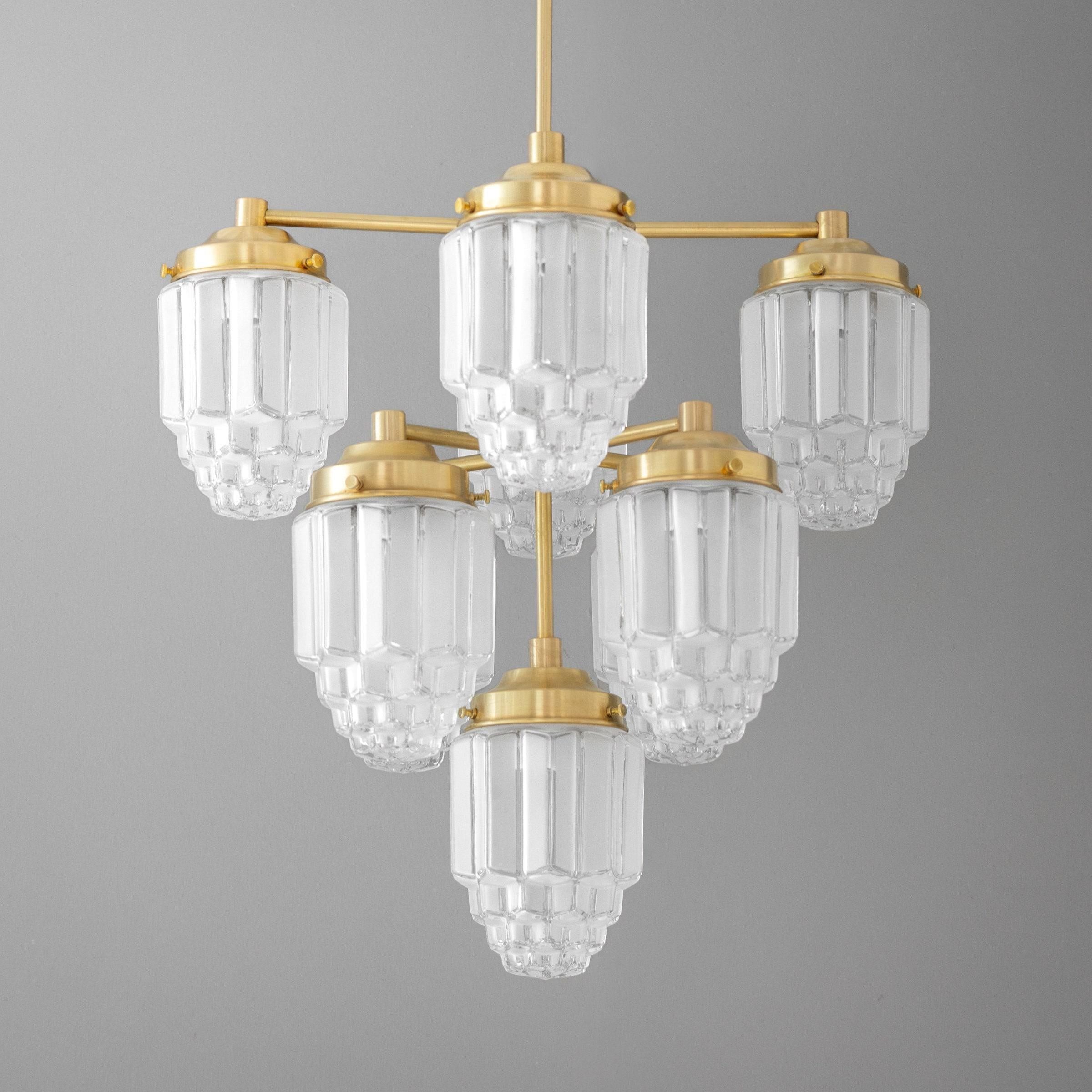 Tierlux Glass Textured Brass Chandelier – Timeless Lighting with Style T375